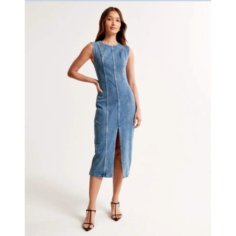 Abercrombie & Fitch Denim Sleeveless Midi Dress Size XS 90s western boho chic